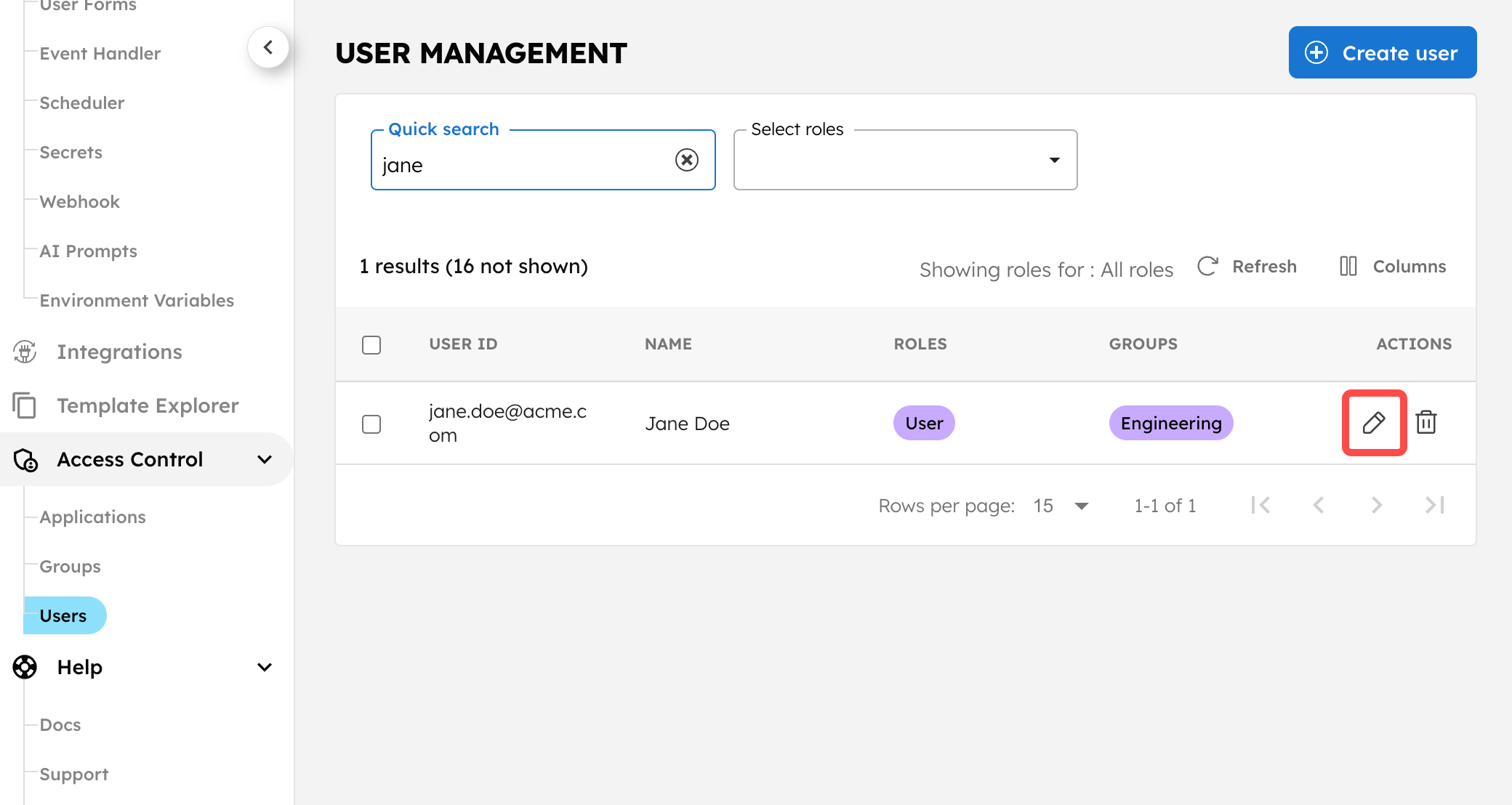 Editing user roles in Conductor