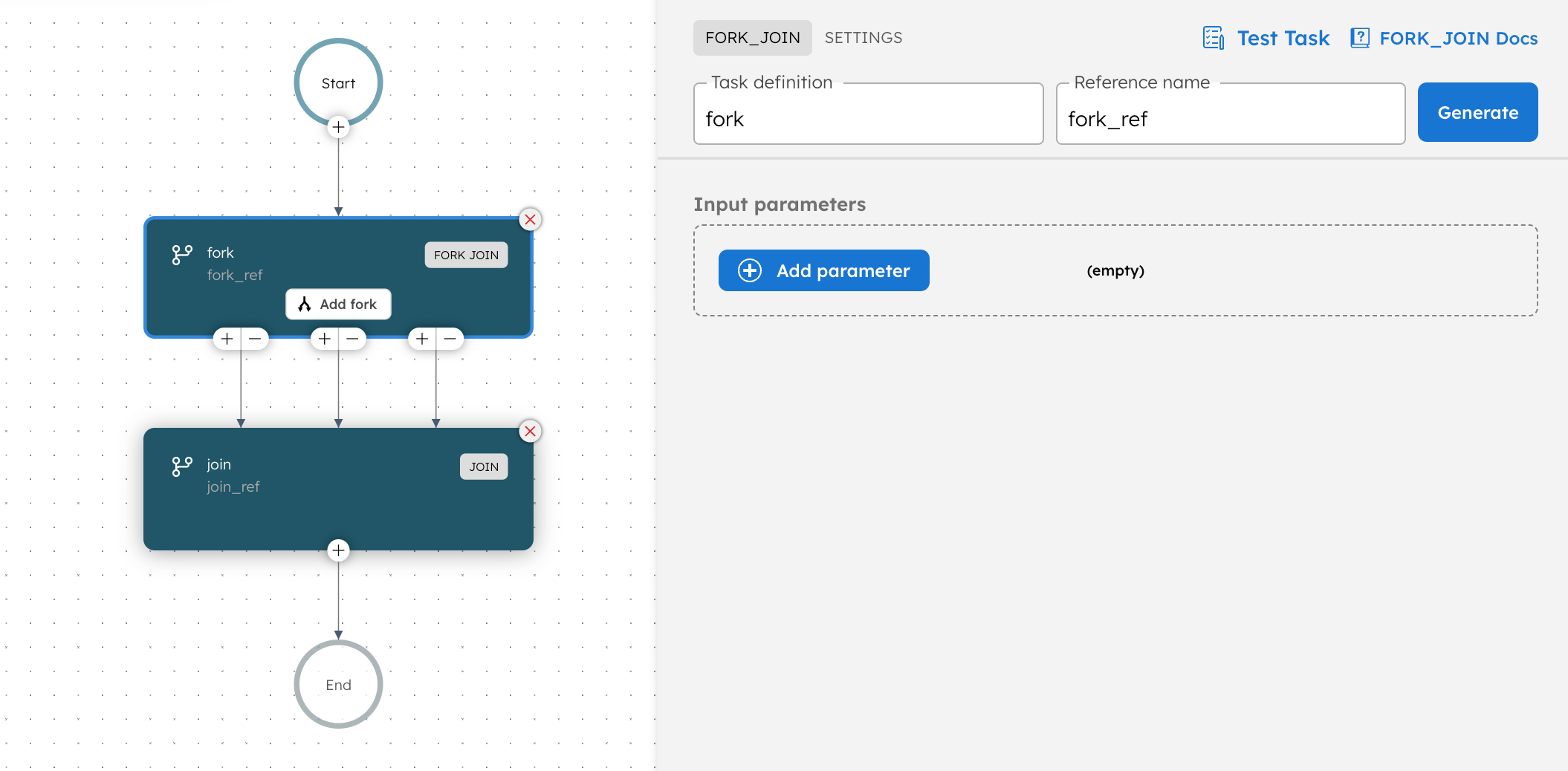Screenshot of Fork/Join Task in Orkes Conductor