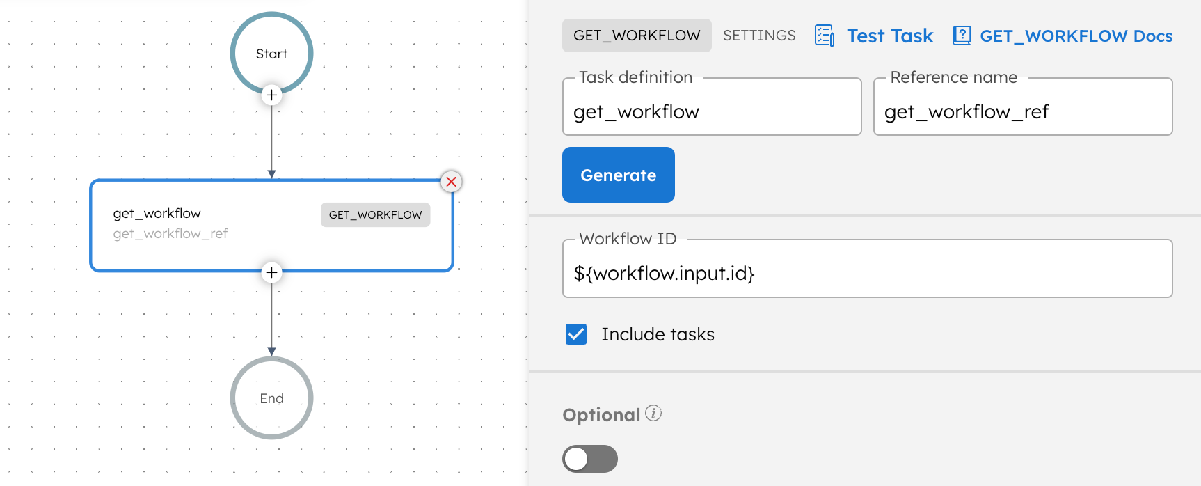 Screenshot of Get Workflow Task in Orkes Conductor