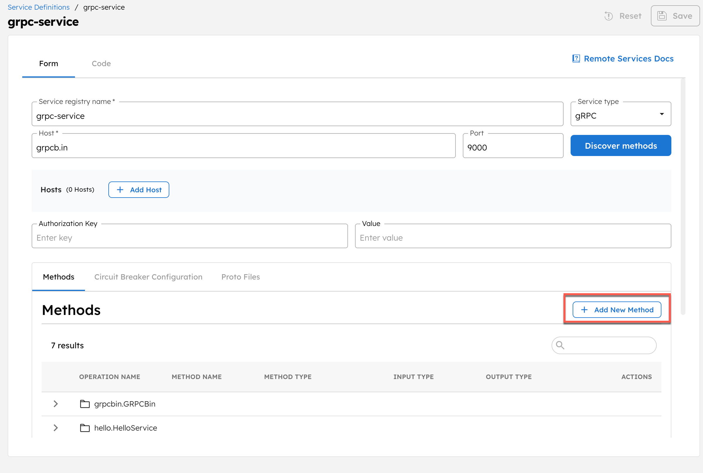 Adding a new method to the service registry definition