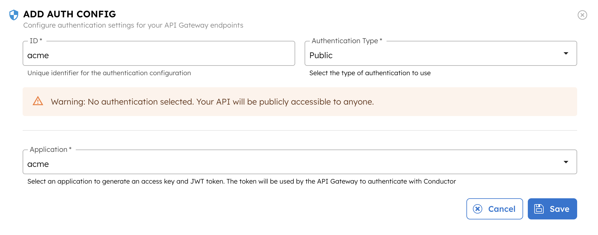 Auth configuration for ticket service