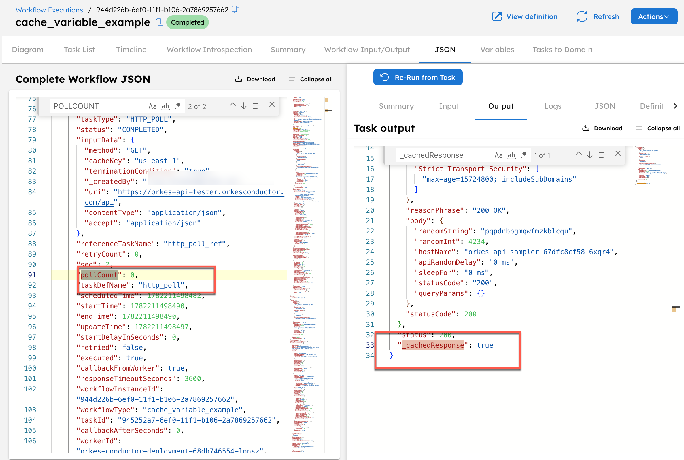 Example for cache variable