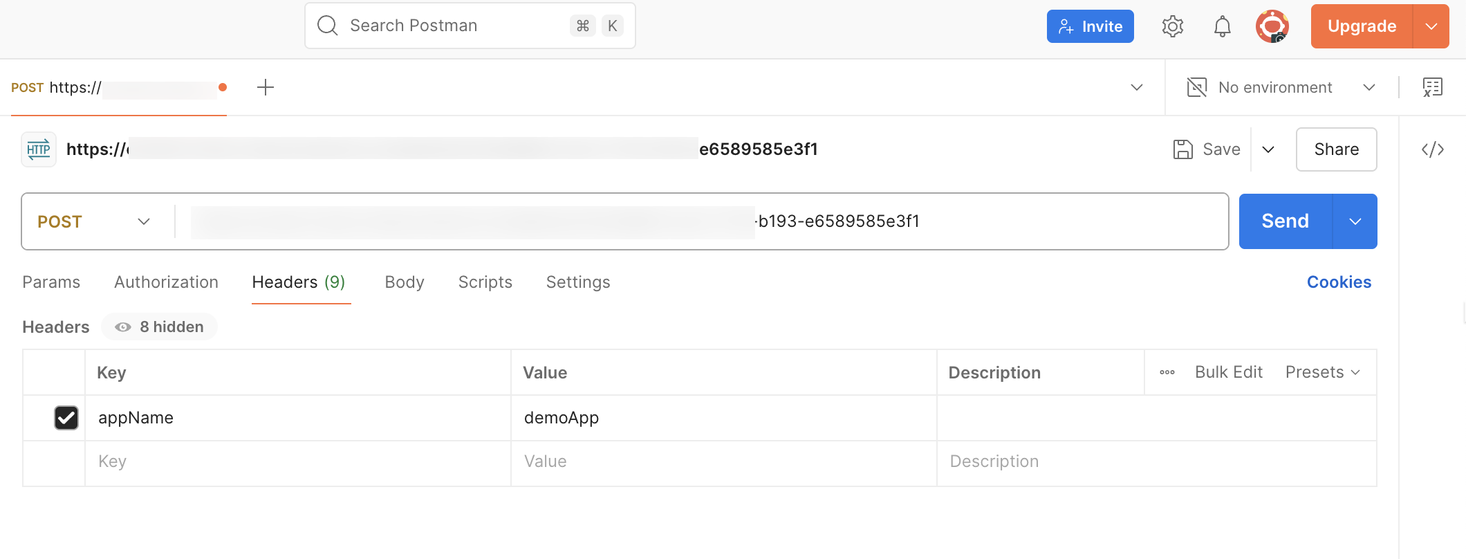 Configuring headers in Postman request