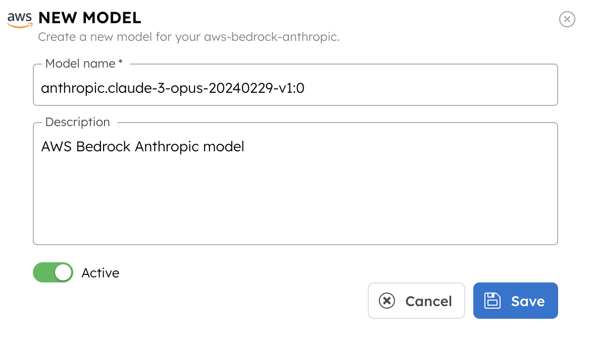 Create AWS Bedrock Anthropic Integration Model
