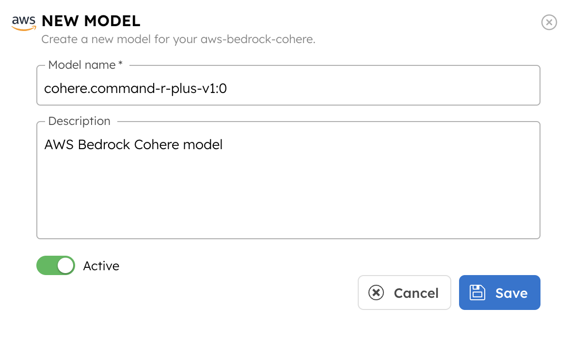 Create AWS Bedrock Cohere Integration Model