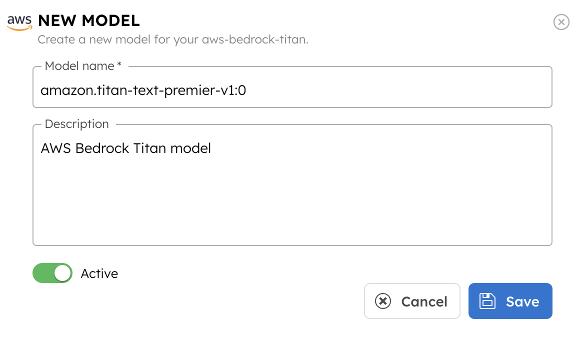 Create AWS Bedrock Titan Integration Model