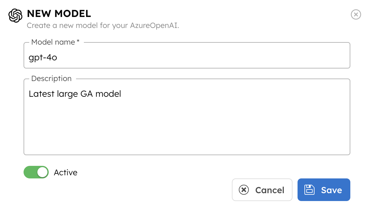 Create Azure Open AI Integration Model