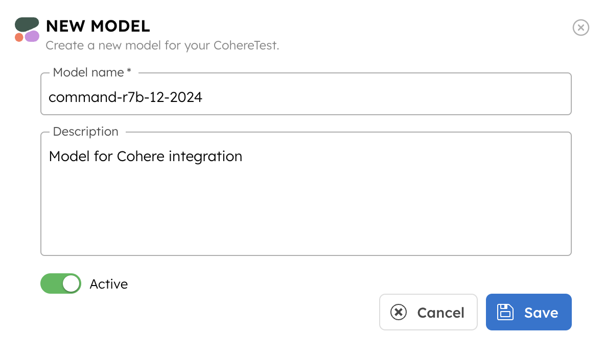 Create Cohere Integration Model