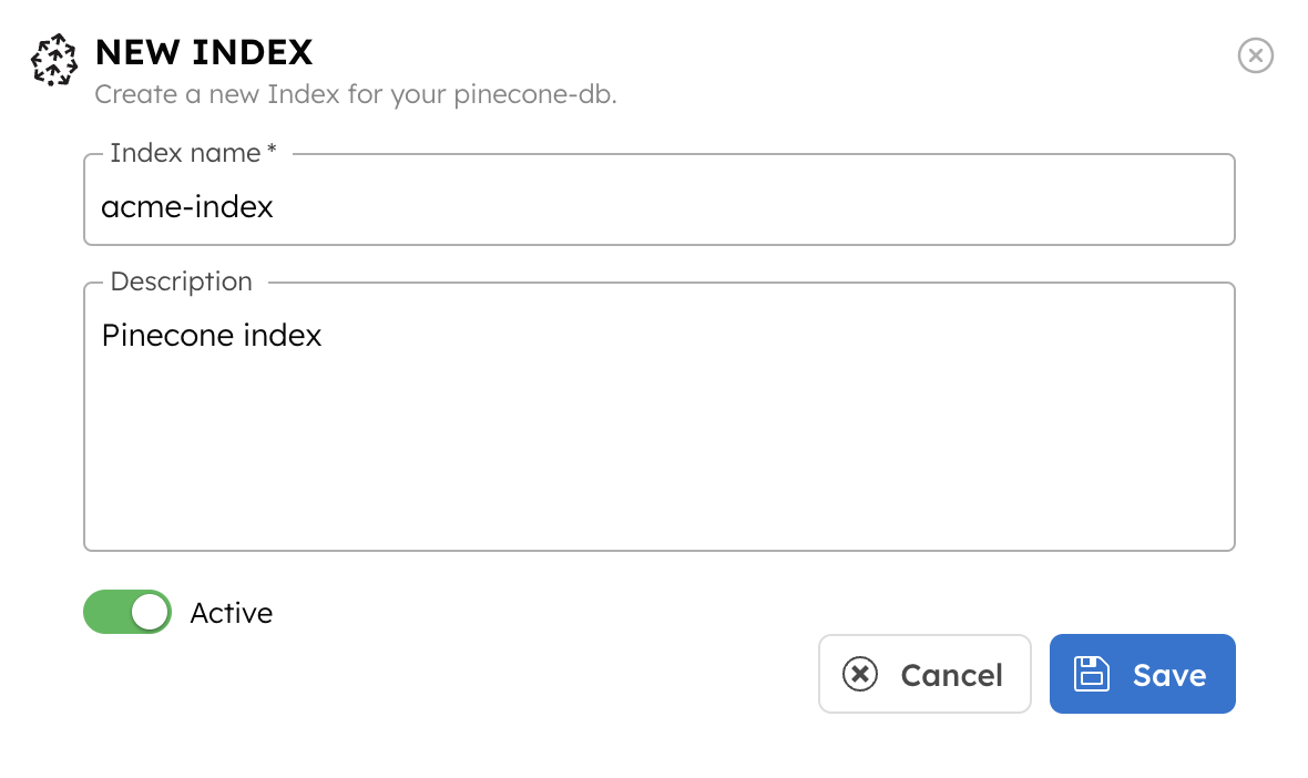 Create Indexes for Pinecone Integration Model