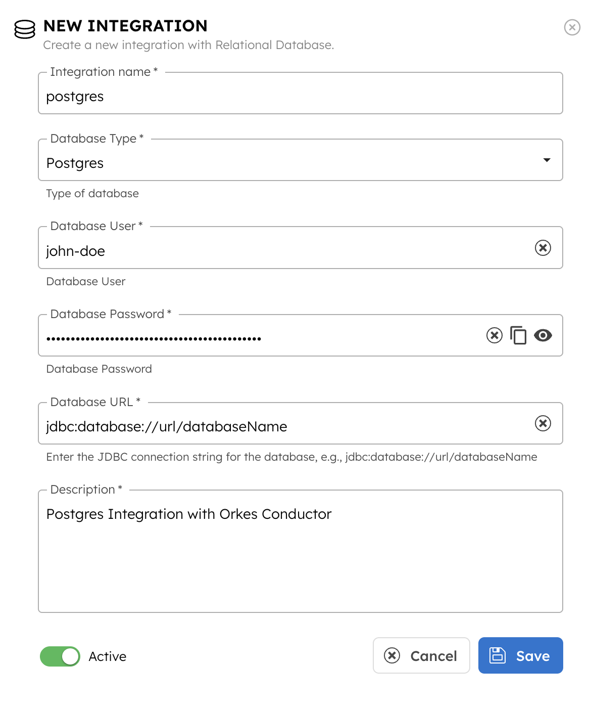 Create Relational Database Integration