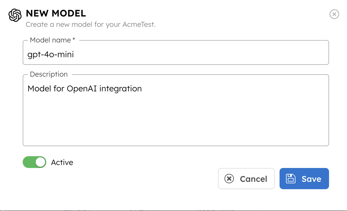 Creating new model for OpenAI Integration