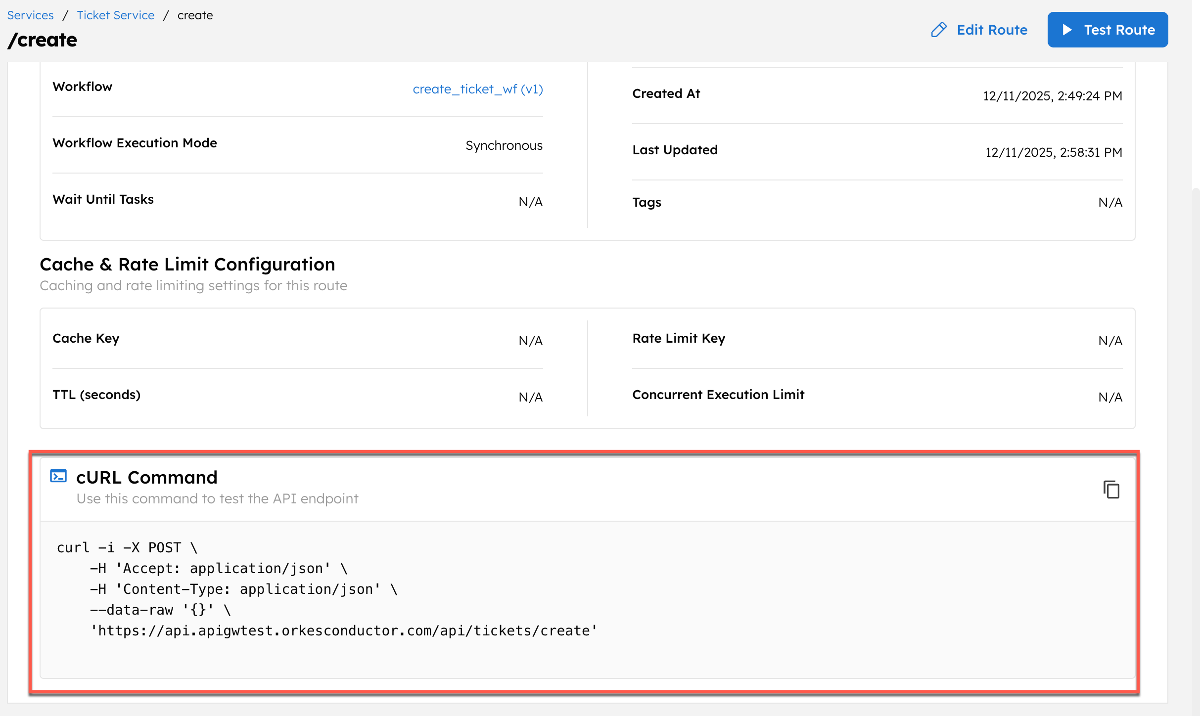 Curl command for API