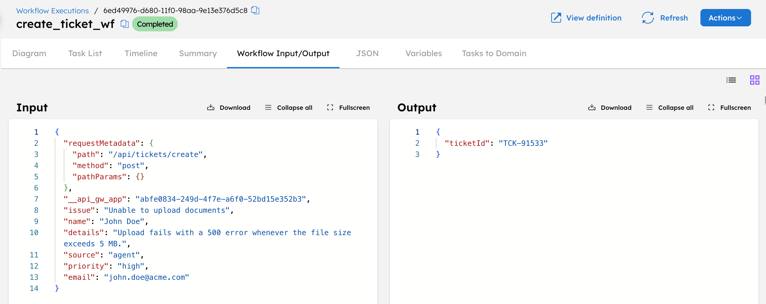 Workflow triggered by the route