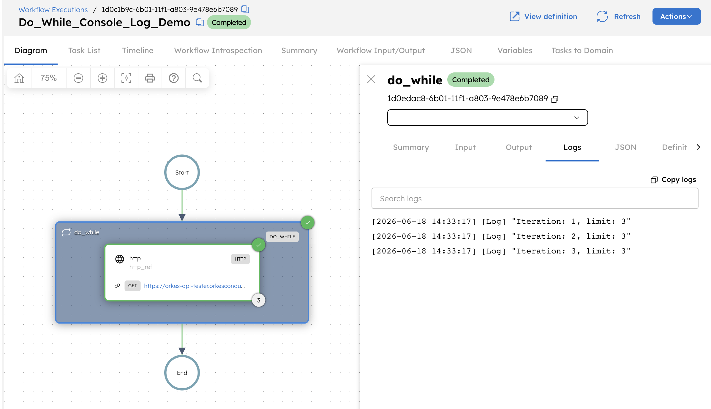 Workflow output