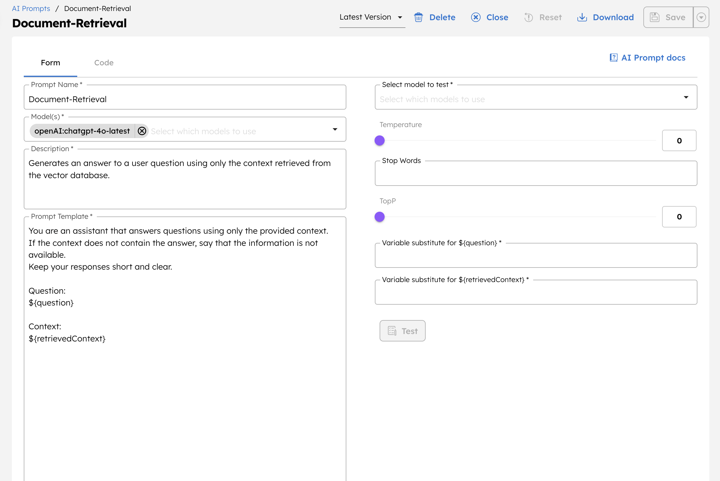 Creating a prompt template in Orkes Conductor