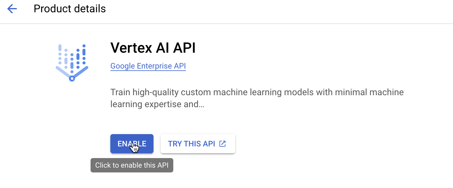 Enabling Vertex AI API