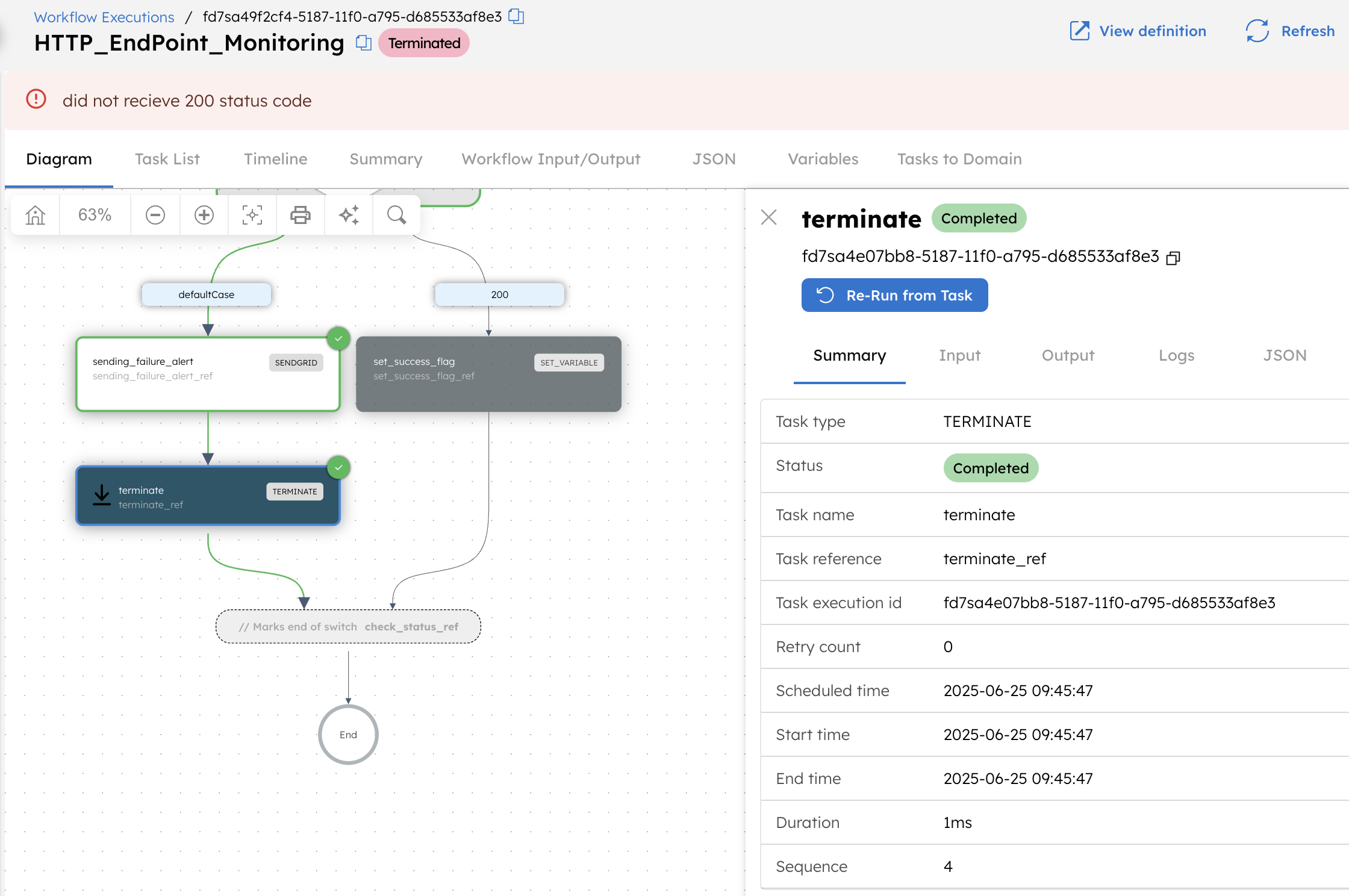 Endpoint monitoring template’s default execution path