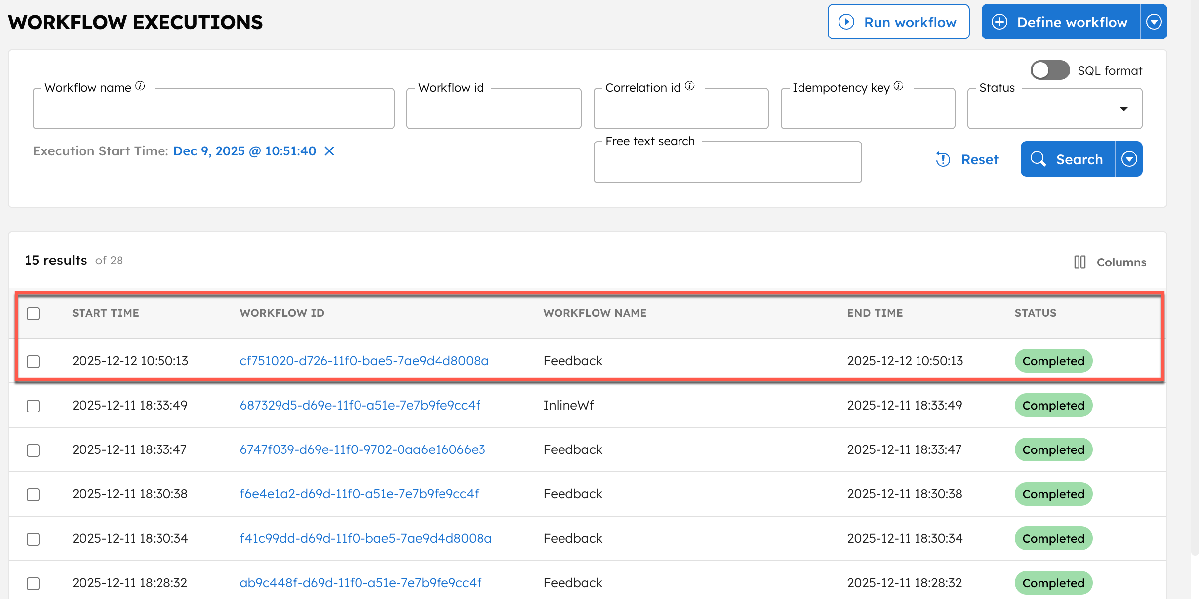 Workflow executions in Conductor