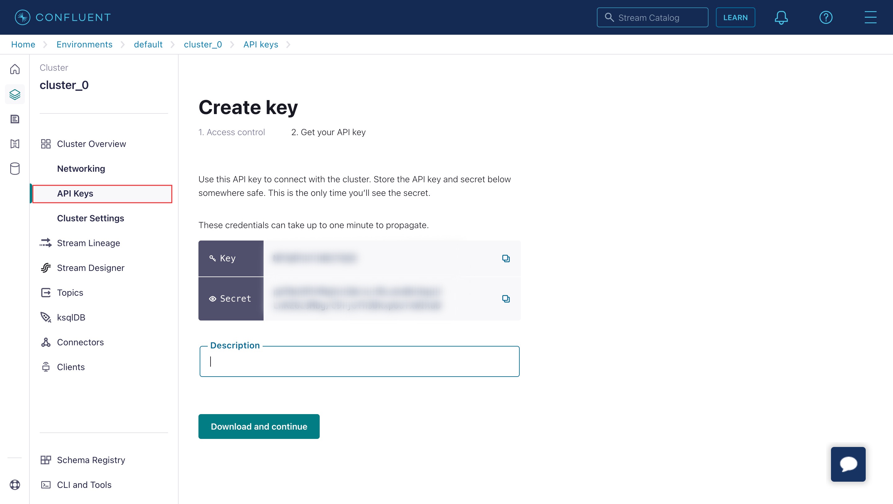 Generating API Keys from Confluent Cloud