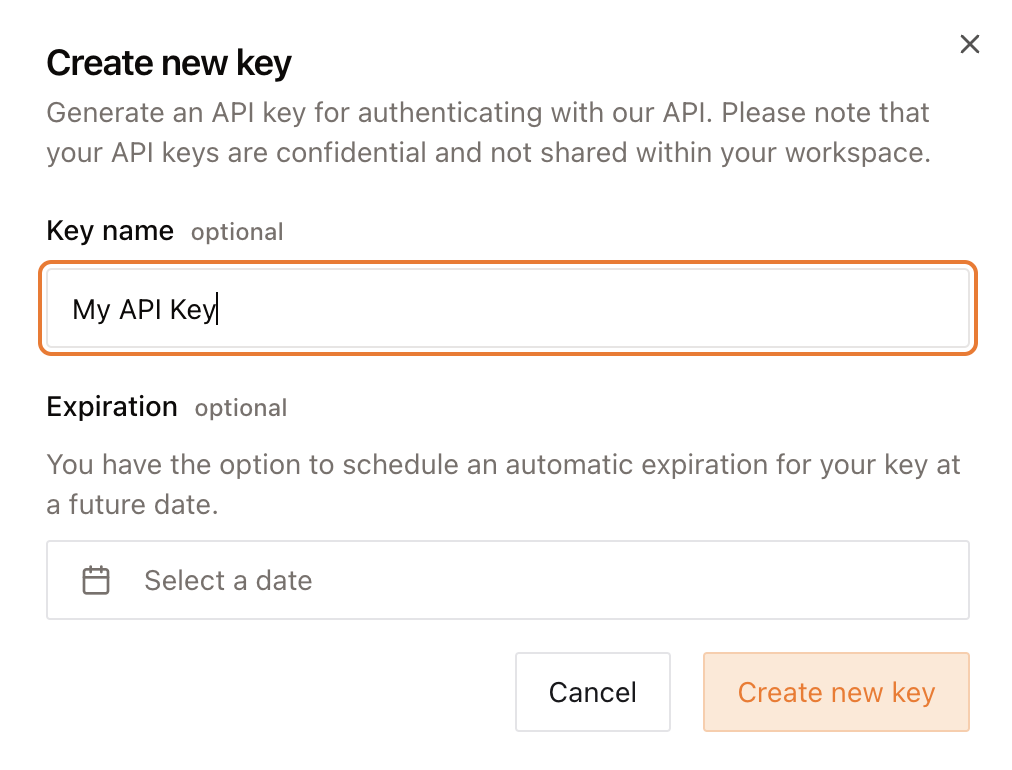 API key generation from Mistral