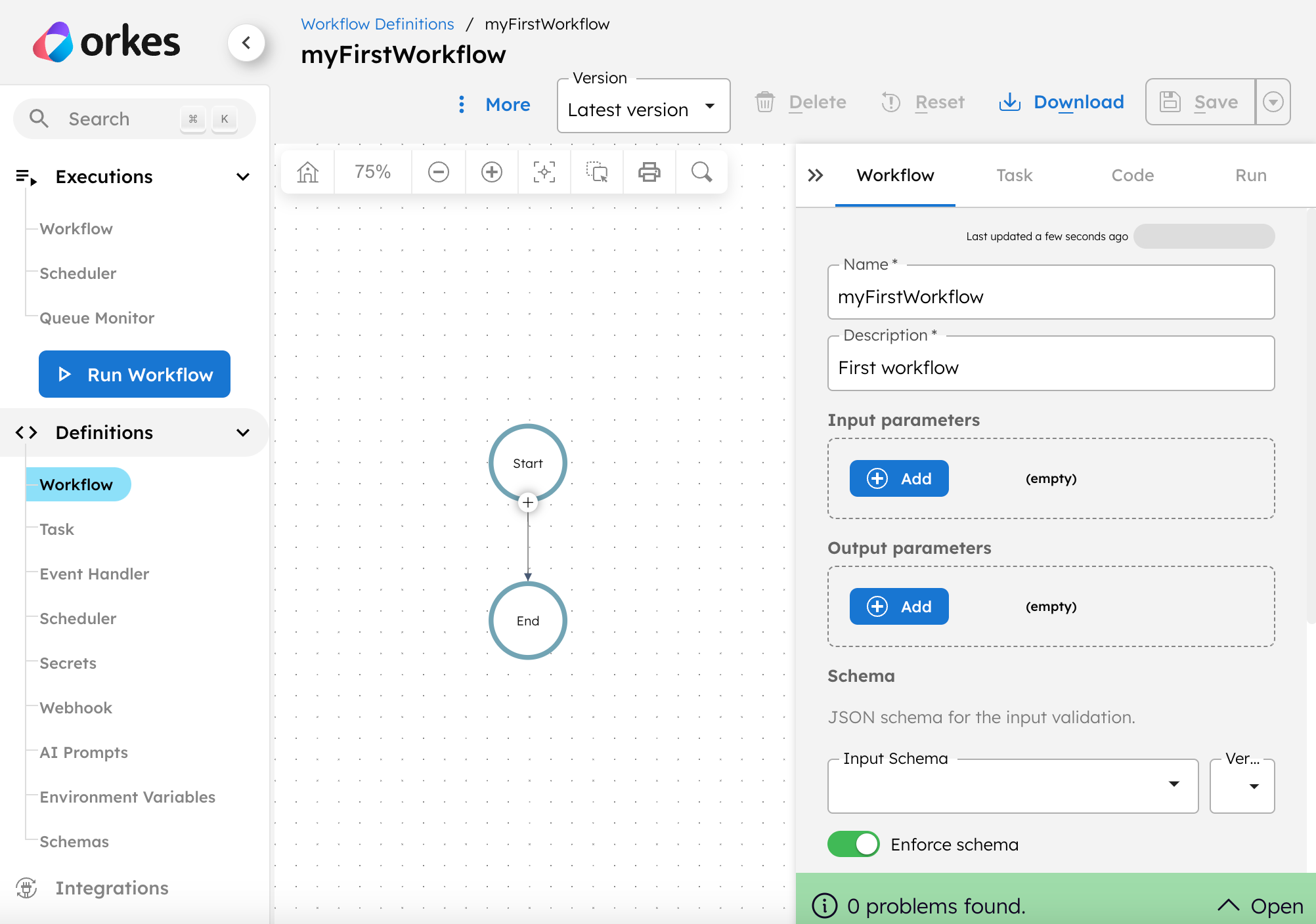 Screenshot of visual workflow editor in Orkes Conductor.