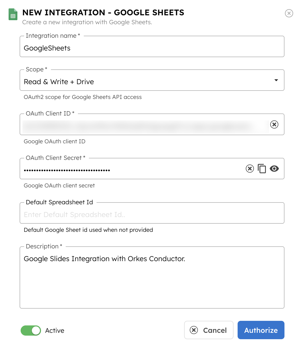 Google Sheets Integration with Orkes Conductor
