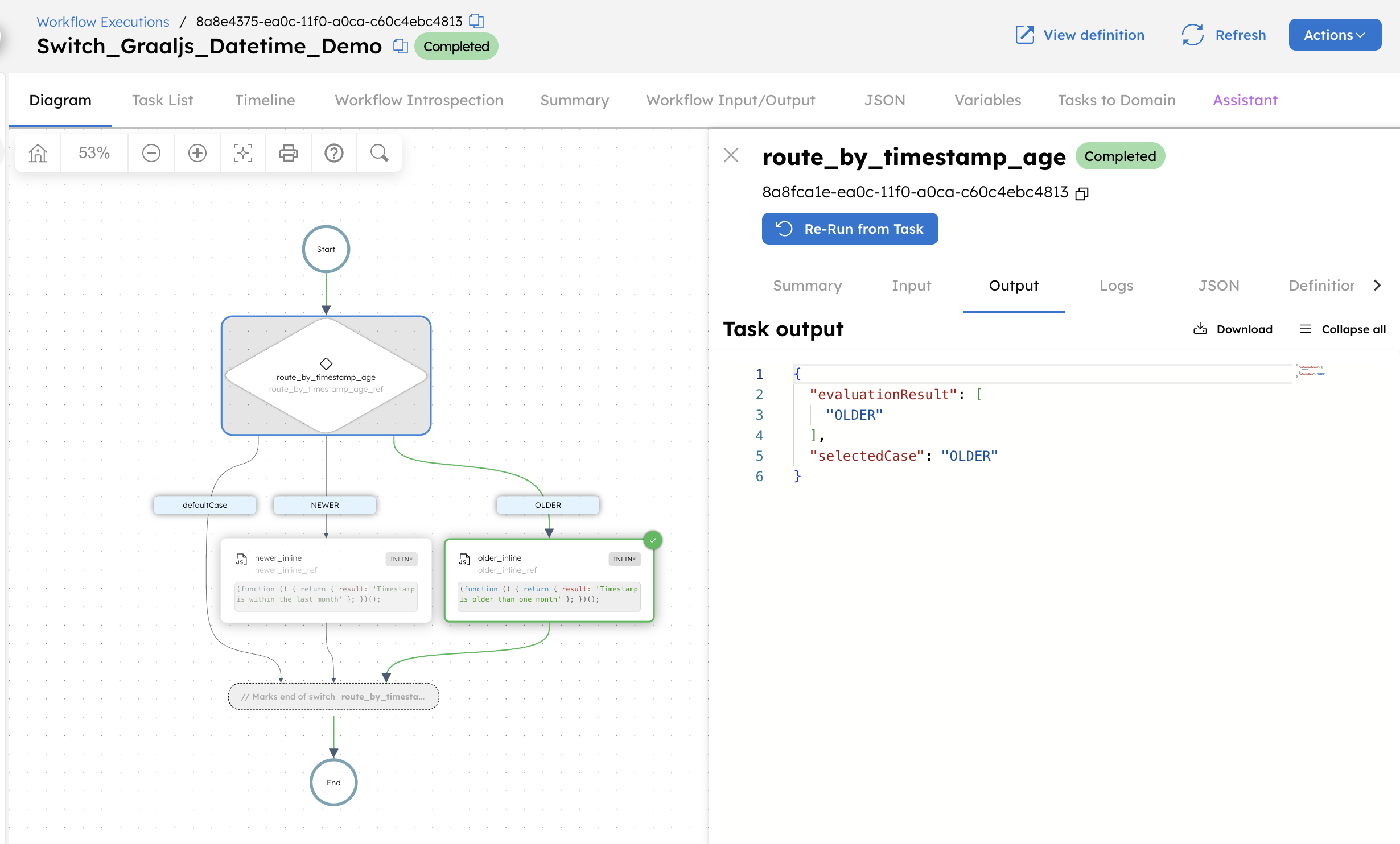 Evaluating the output of a Switch task execution in Conductor