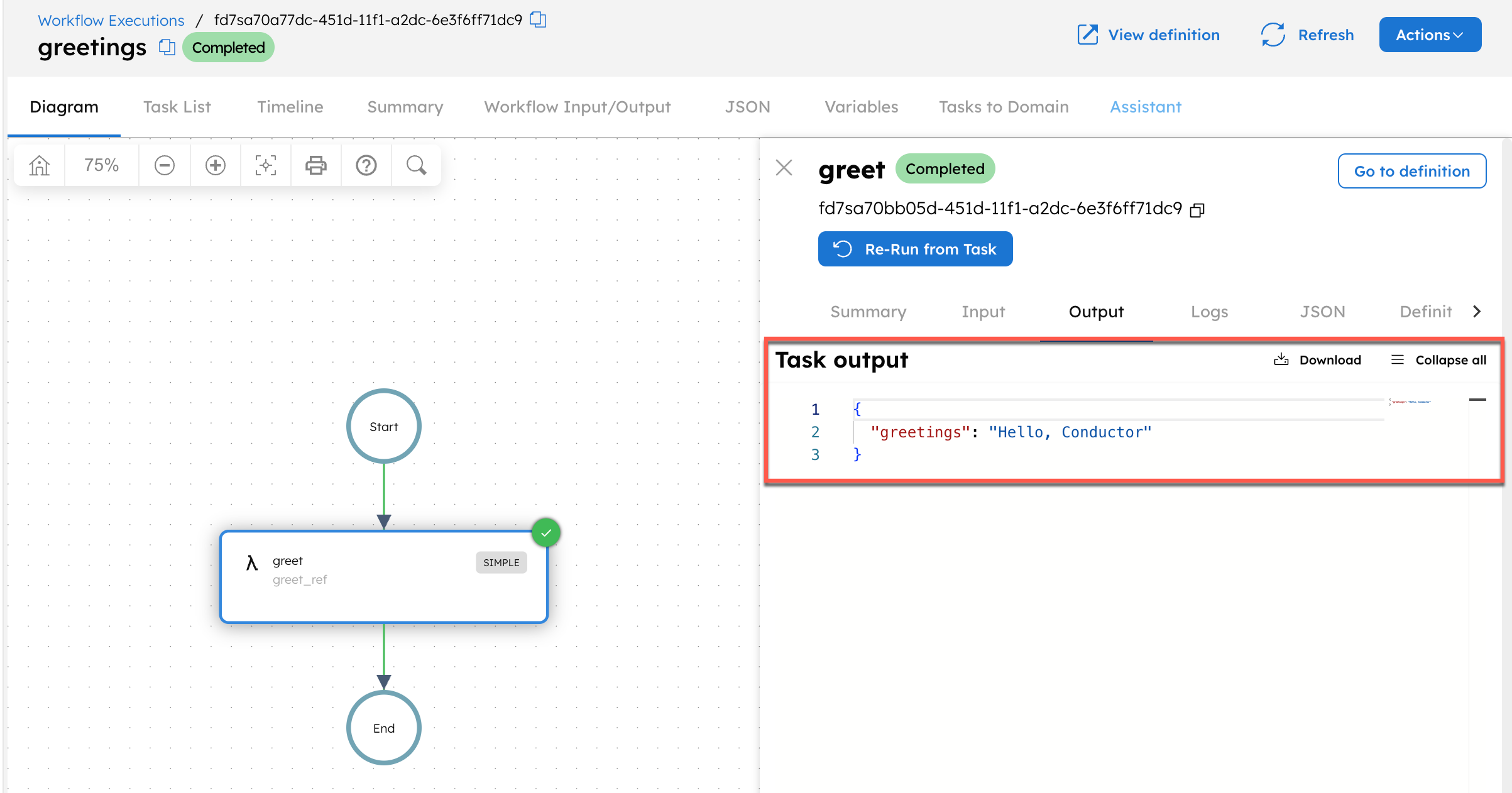Workflow executed using Go SDK