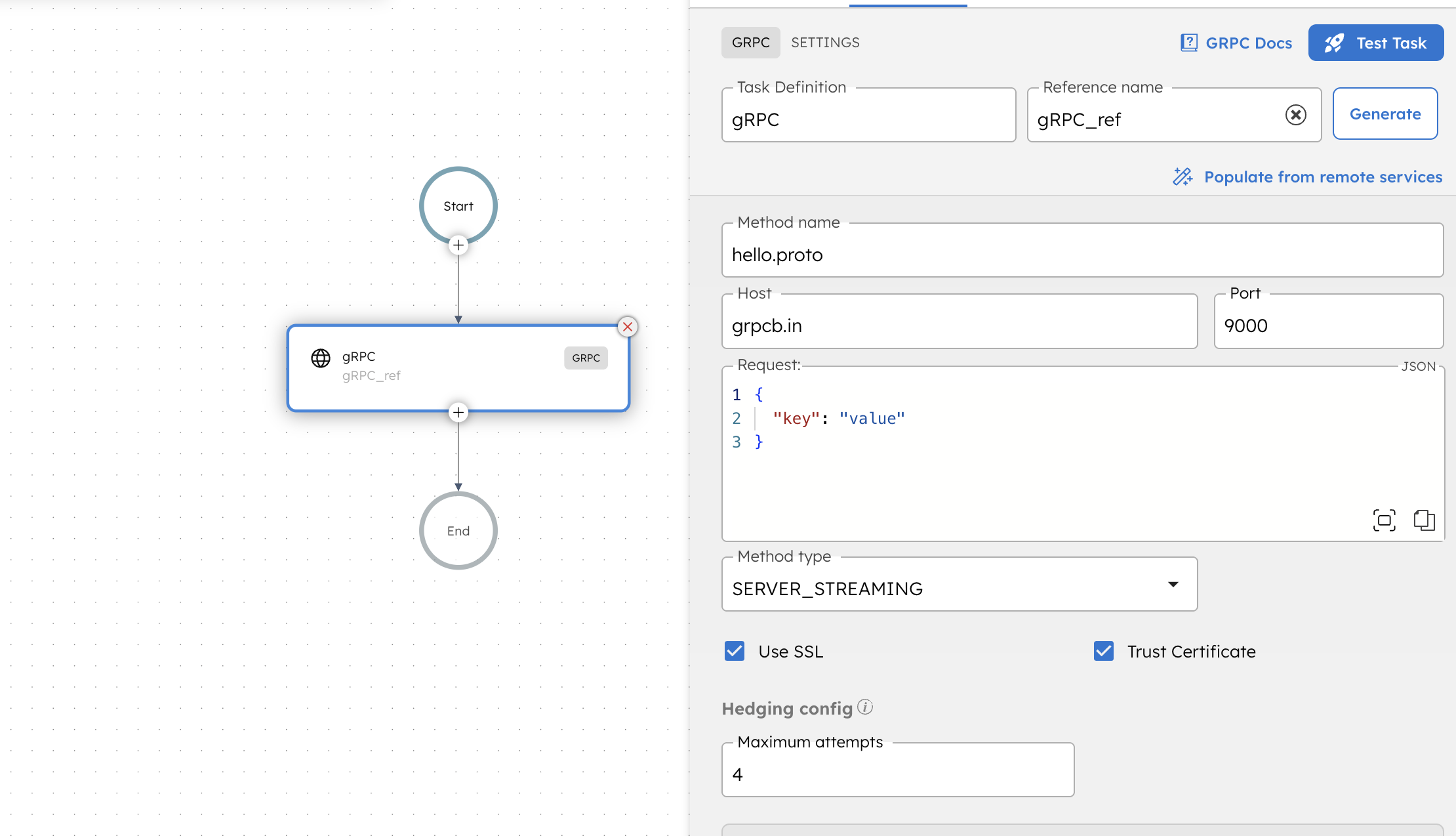 Adding a gRPC task in Conductor UI