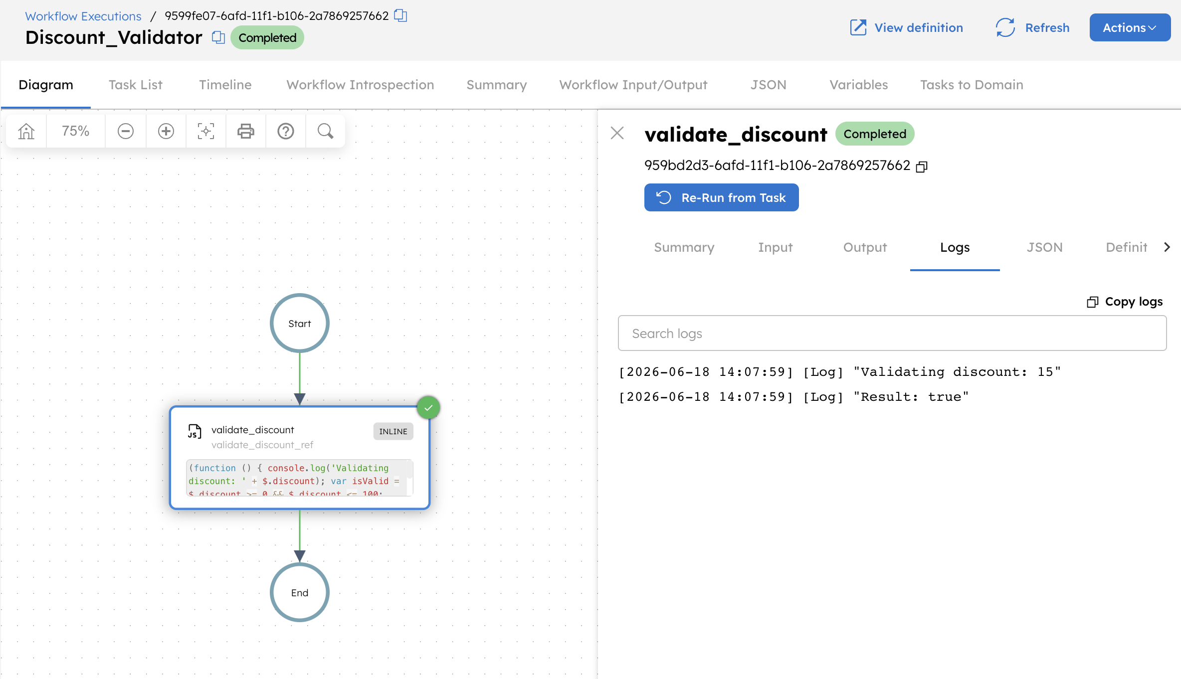 Workflow output