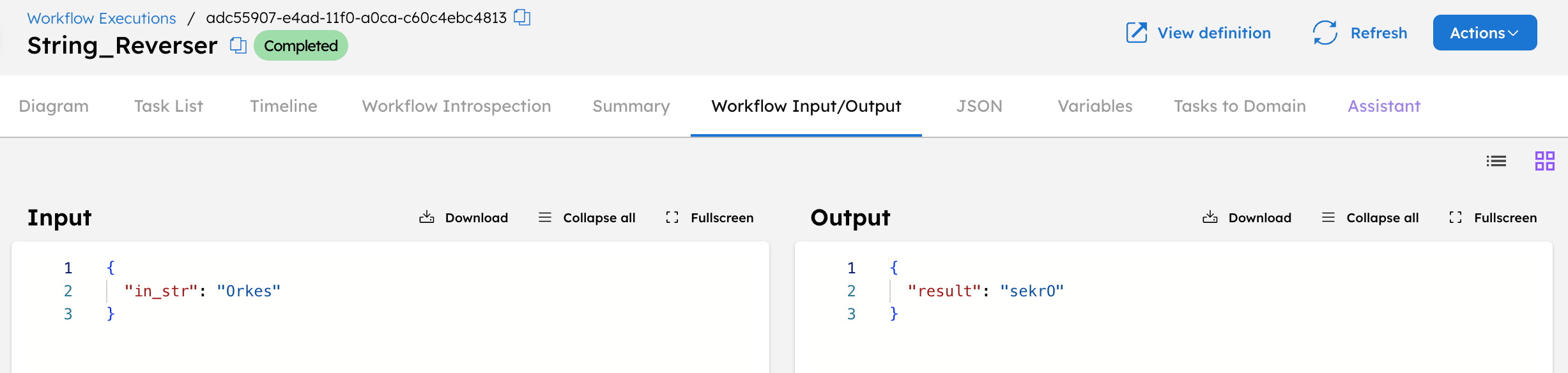 Workflow output
