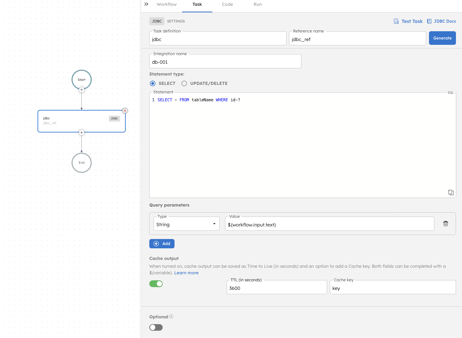 Adding JDBC task