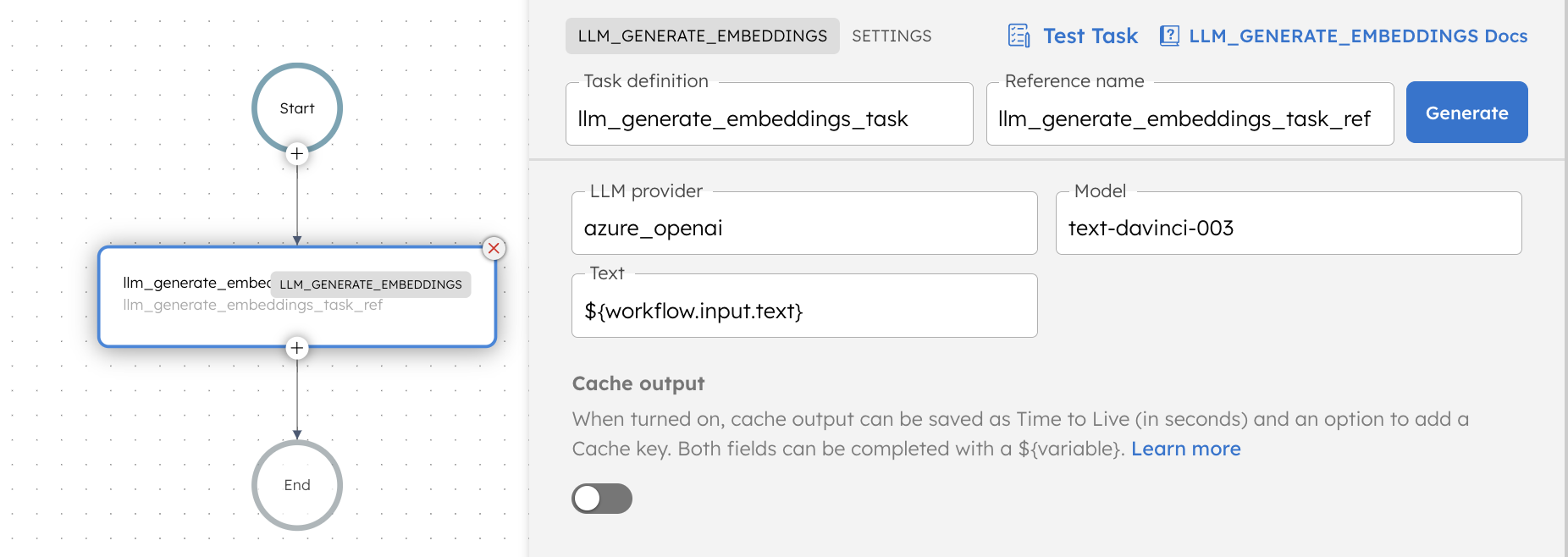 LLM Generate Embeddings Task