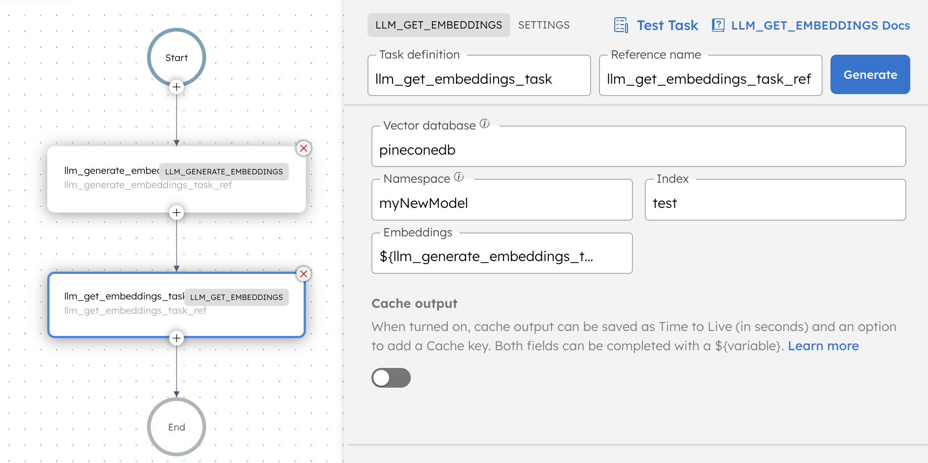 LLM Get Embeddings Task - UI