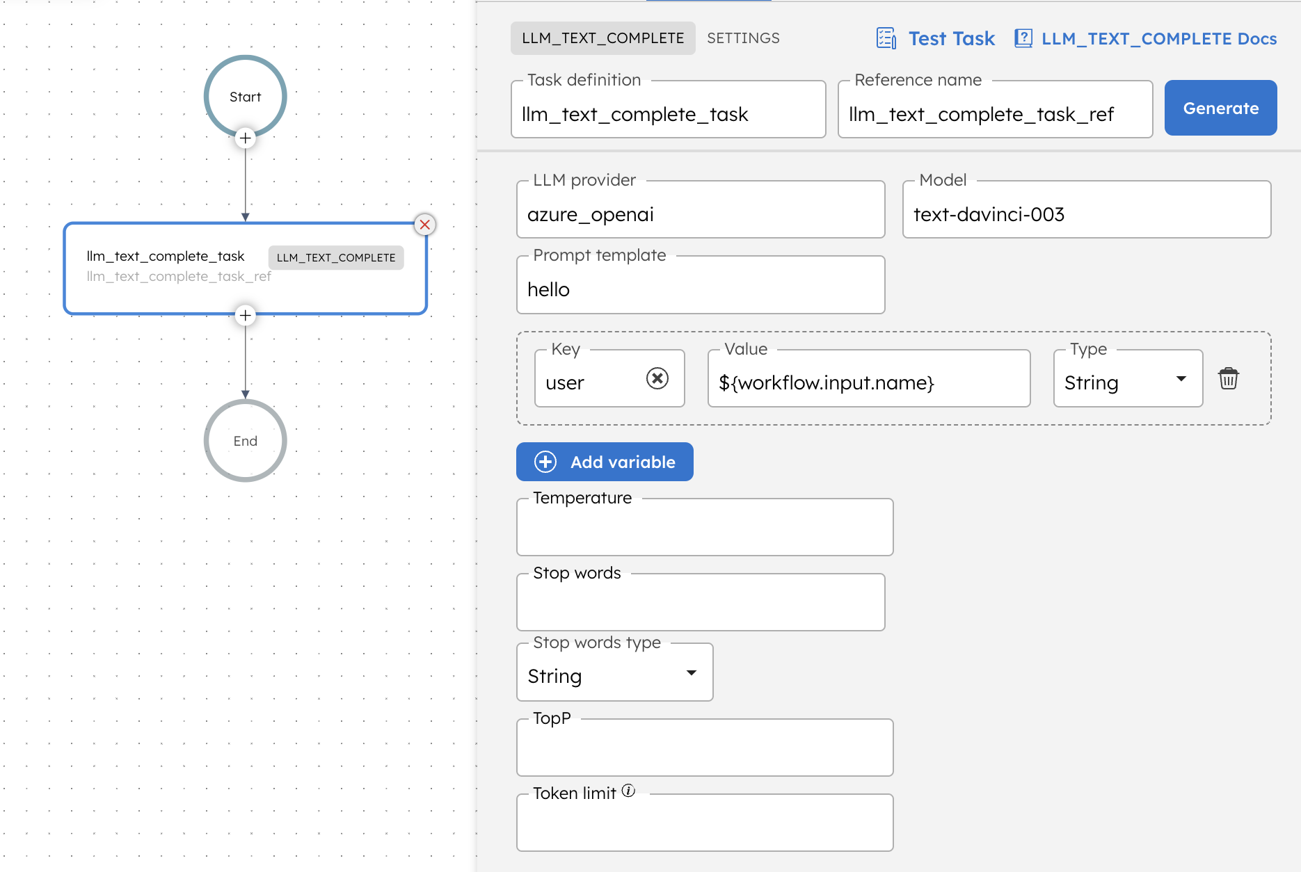 LLM Text Complete Task - UI