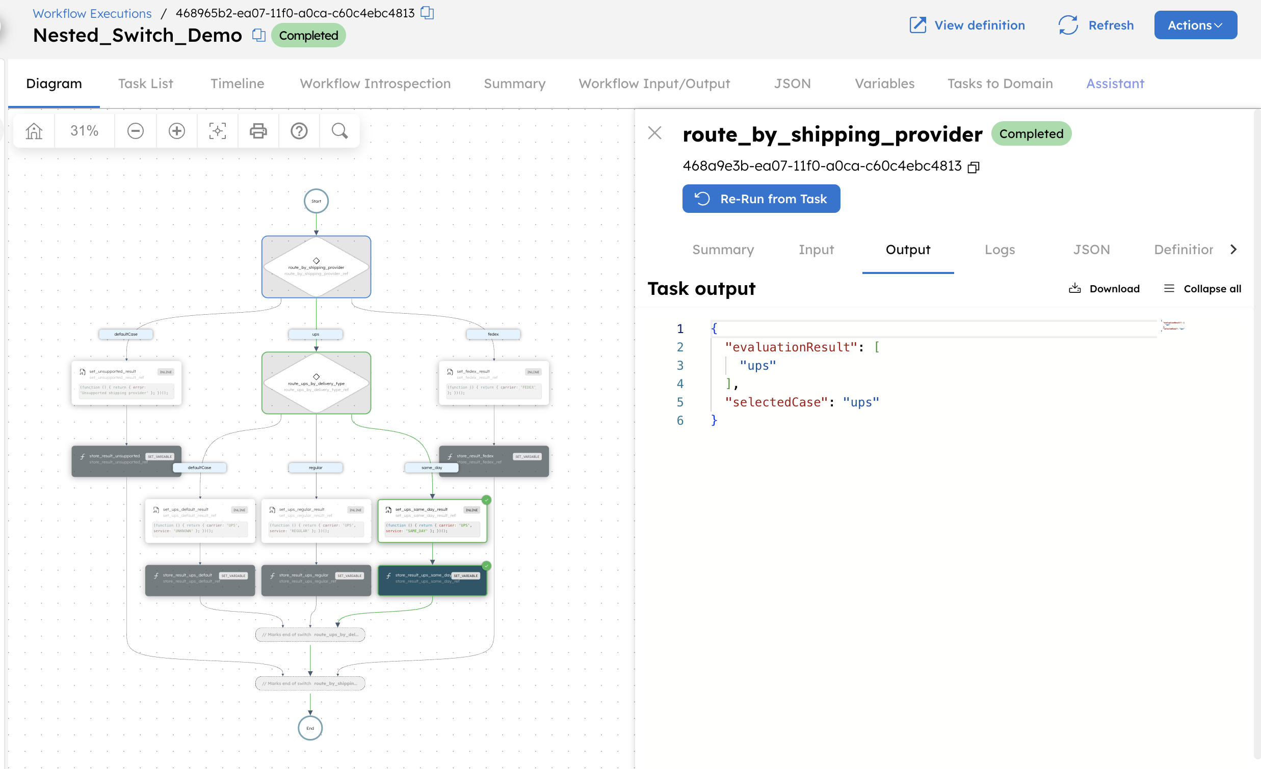 Evaluating the output of a Switch task execution in Conductor