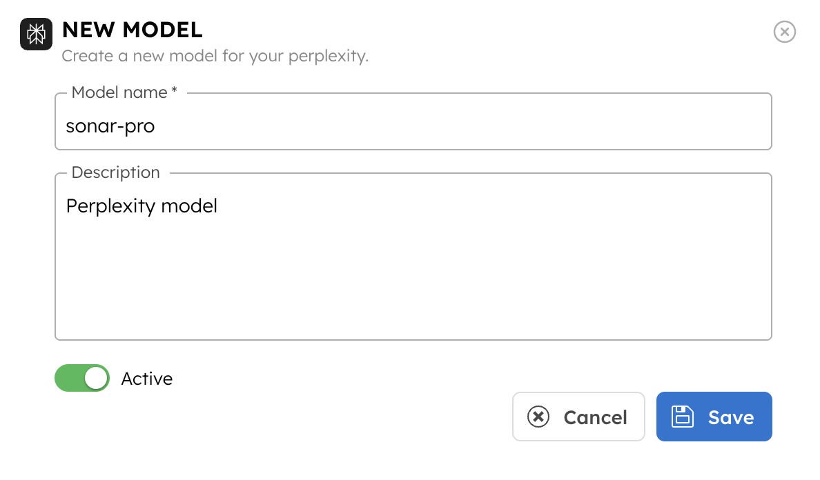 Creating new model for Perplexity Integration