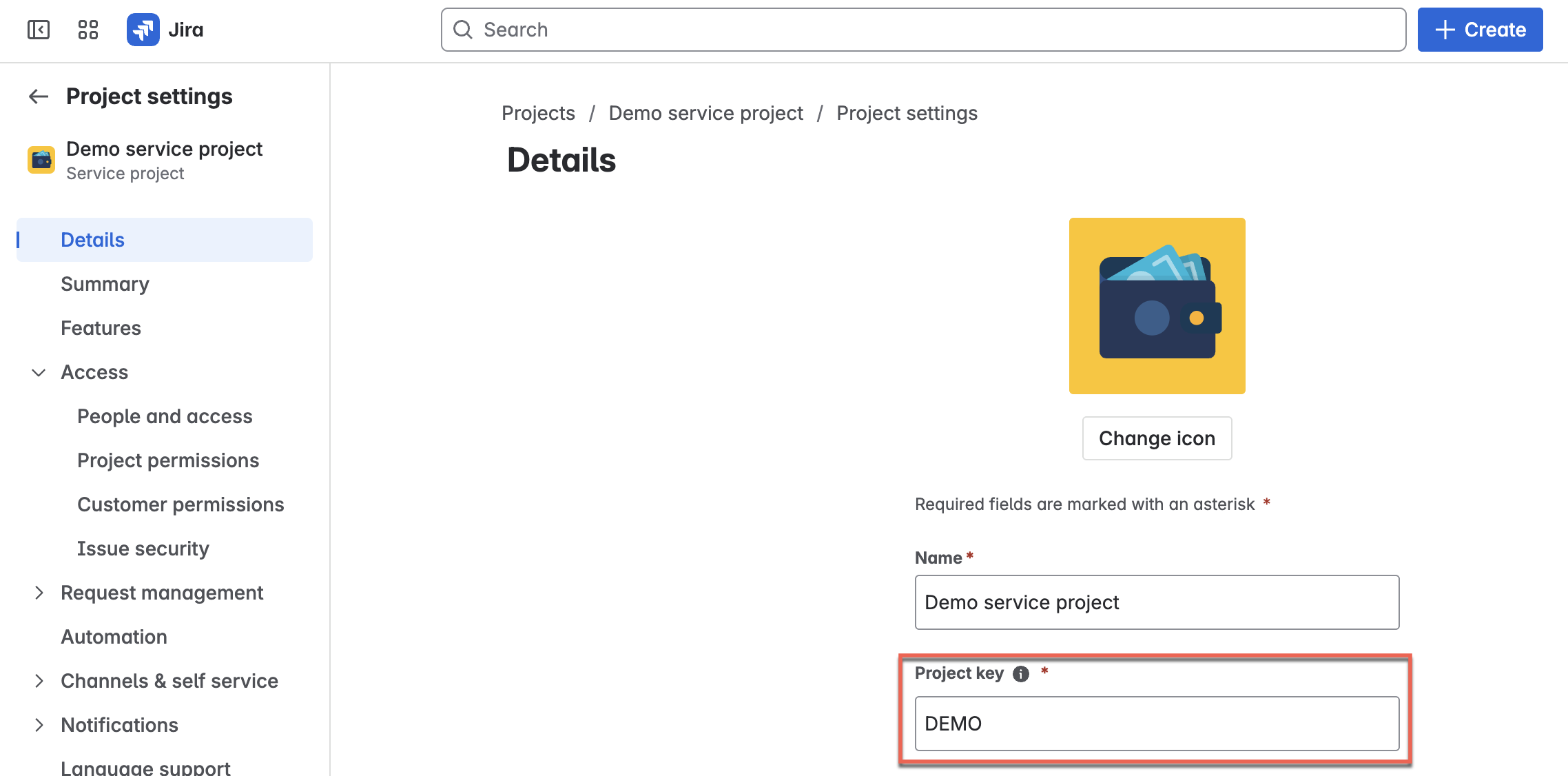 Getting the project key from a Jira project