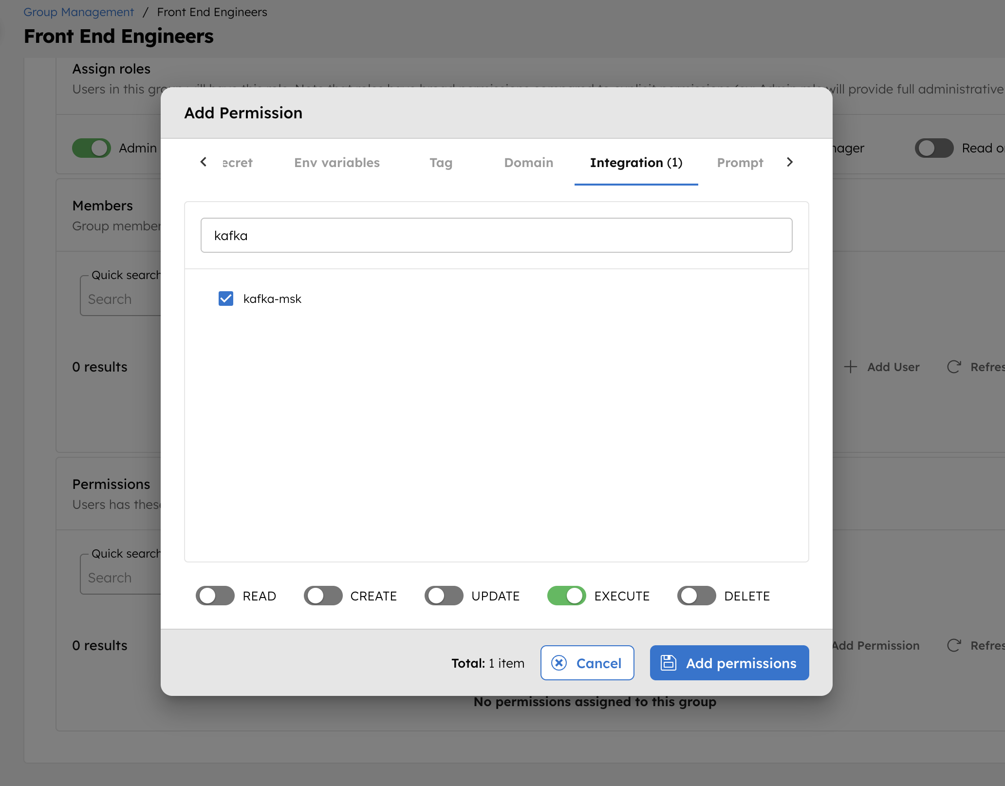 Configuring RBAC for Amazon MSK Integration