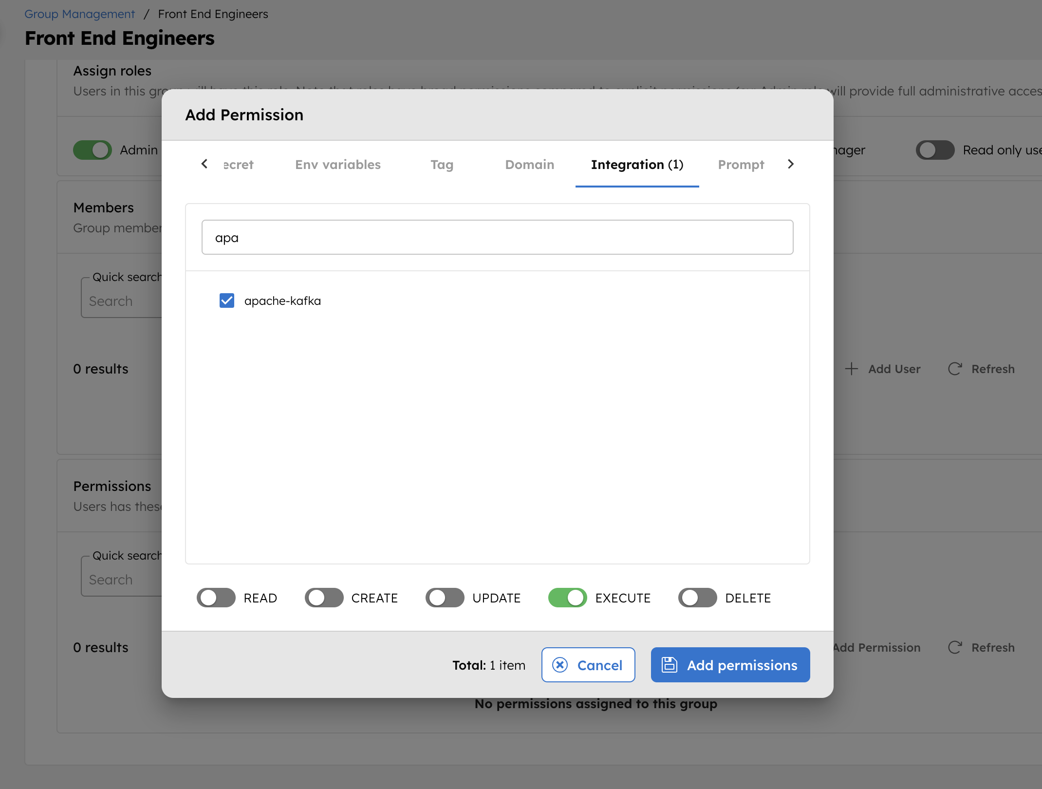 Configuring RBAC for Apache Kafka Integration