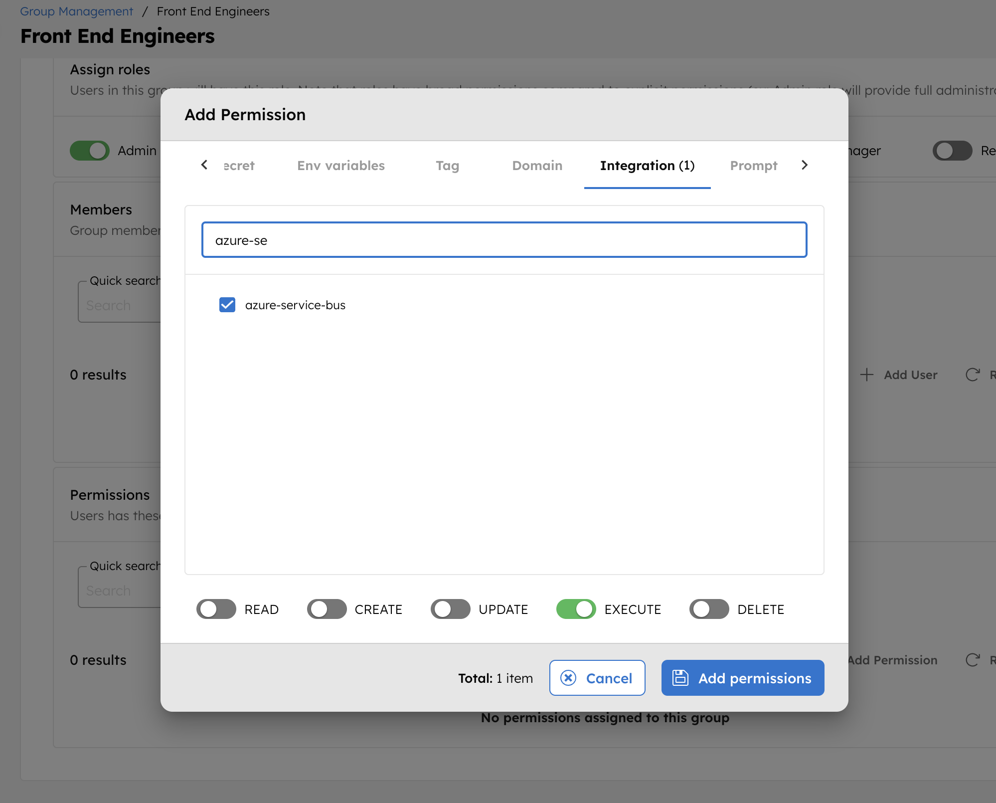 Configuring RBAC for Azure Service Bus Integration