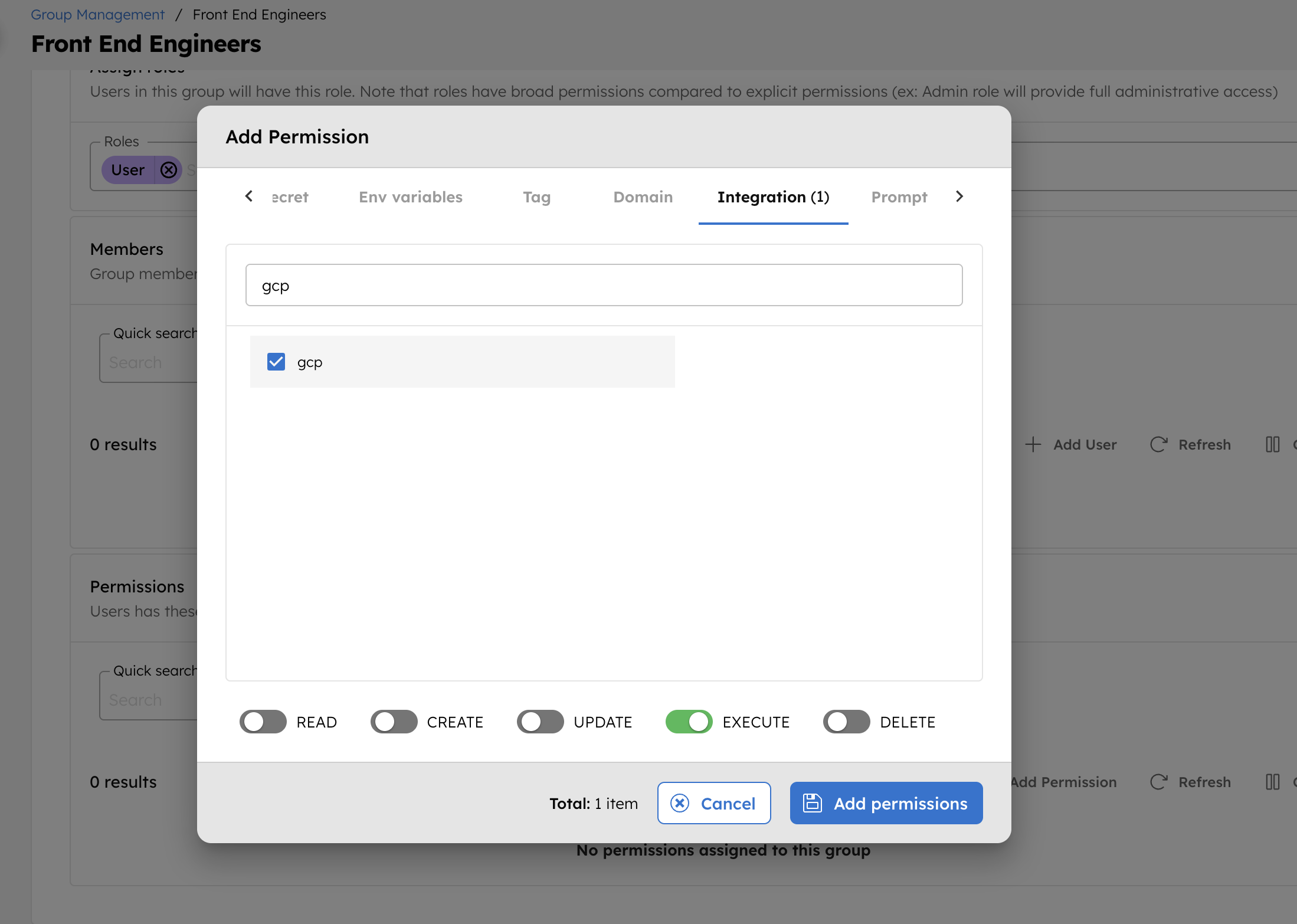 Configuring RBAC for GCP Integration