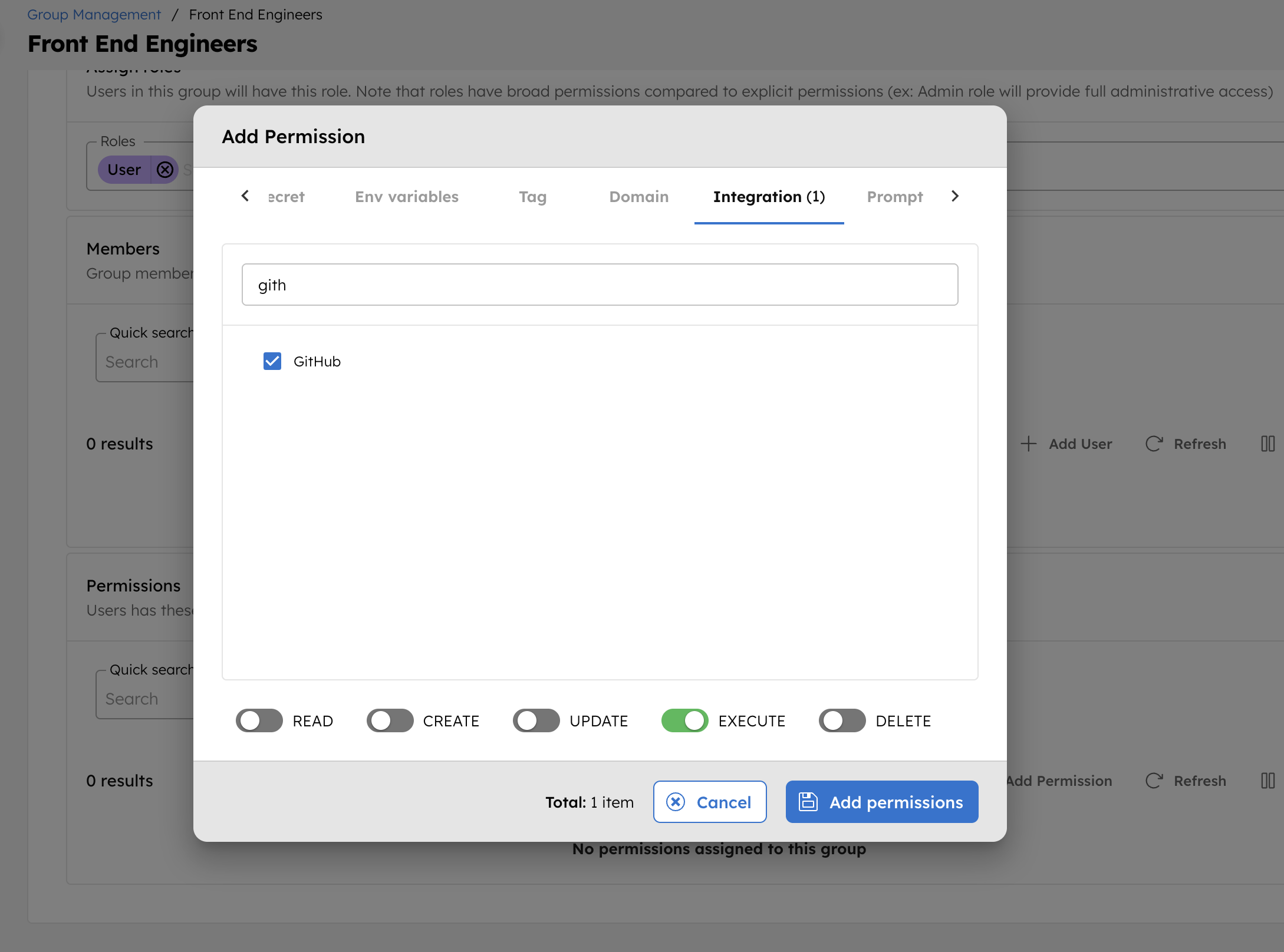 Add Permissions for Git Repository Integration