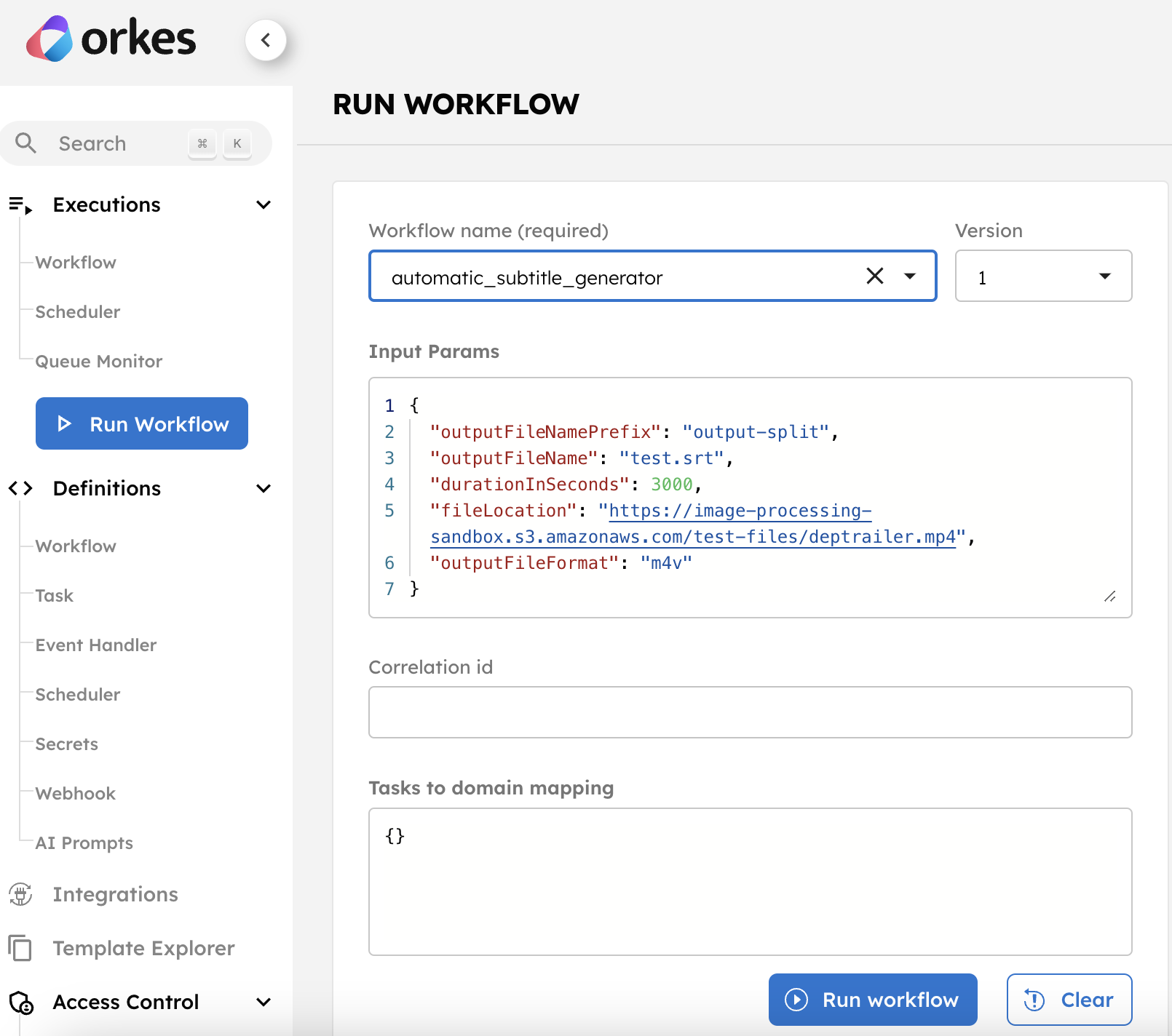Run Workflow from UI