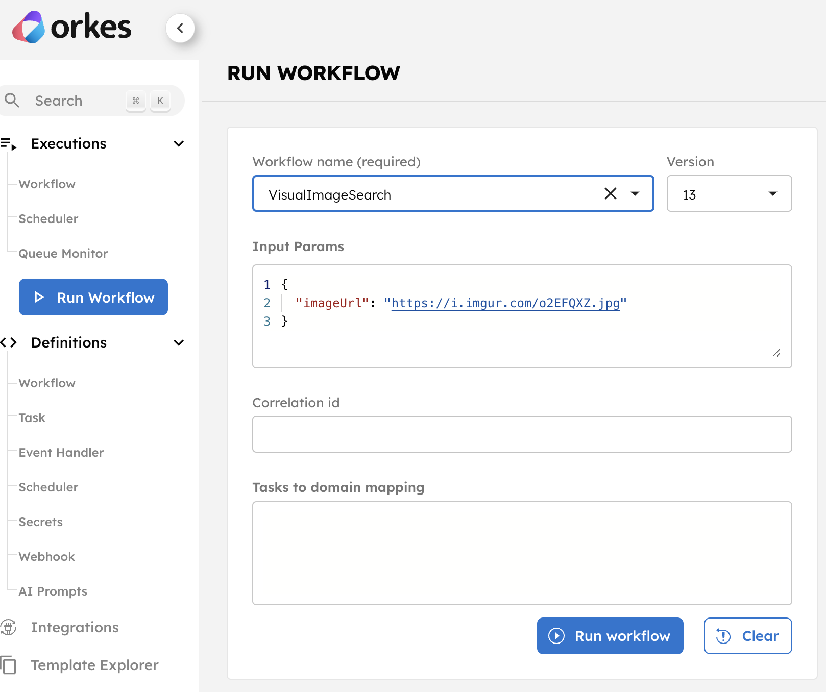 Run Workflow from UI