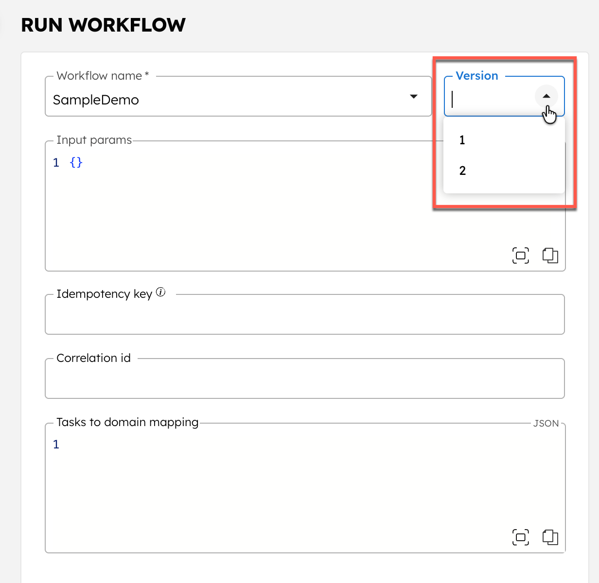 Running different workflow versions