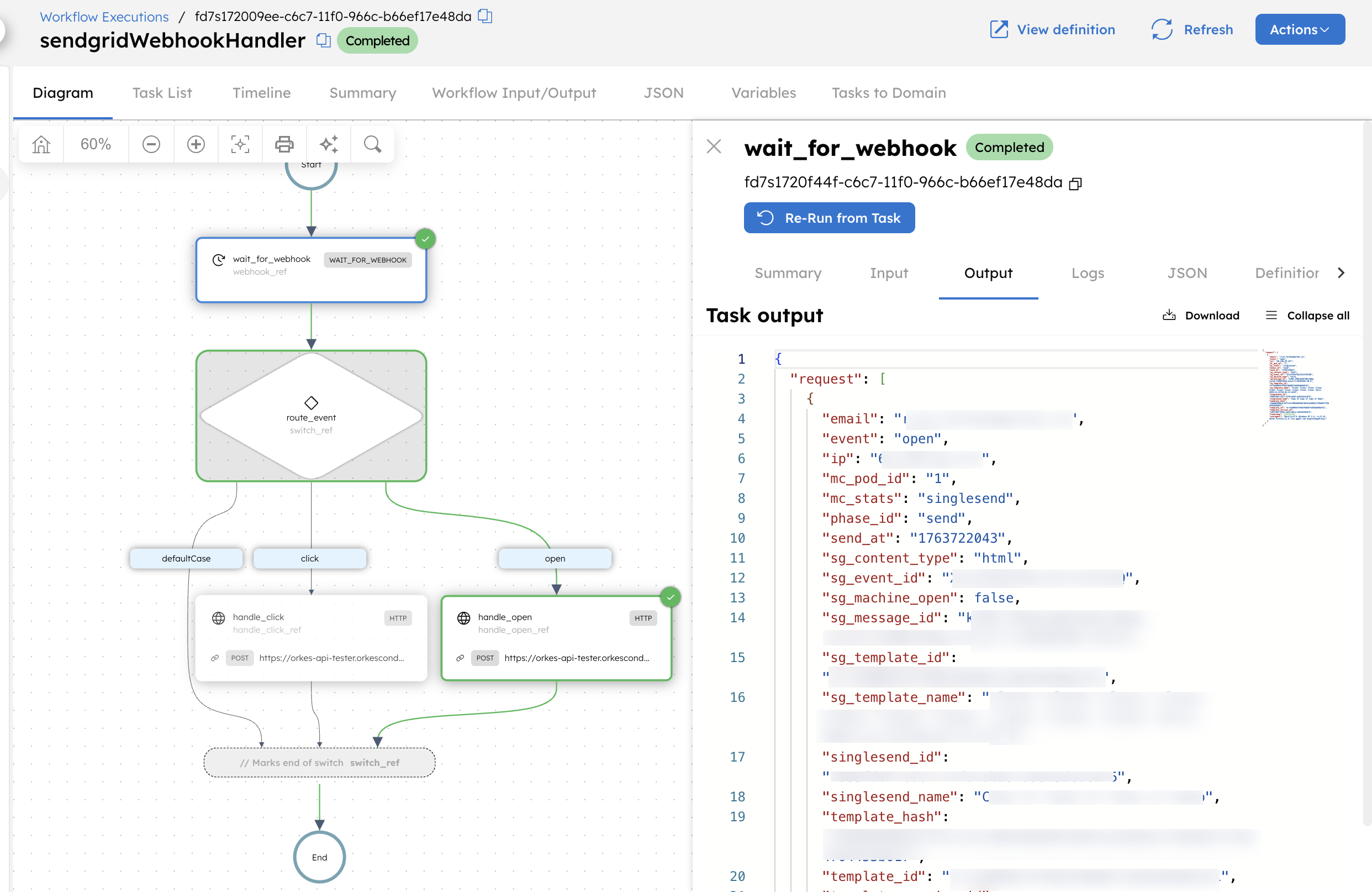 Completed workflow in Orkes Conductor