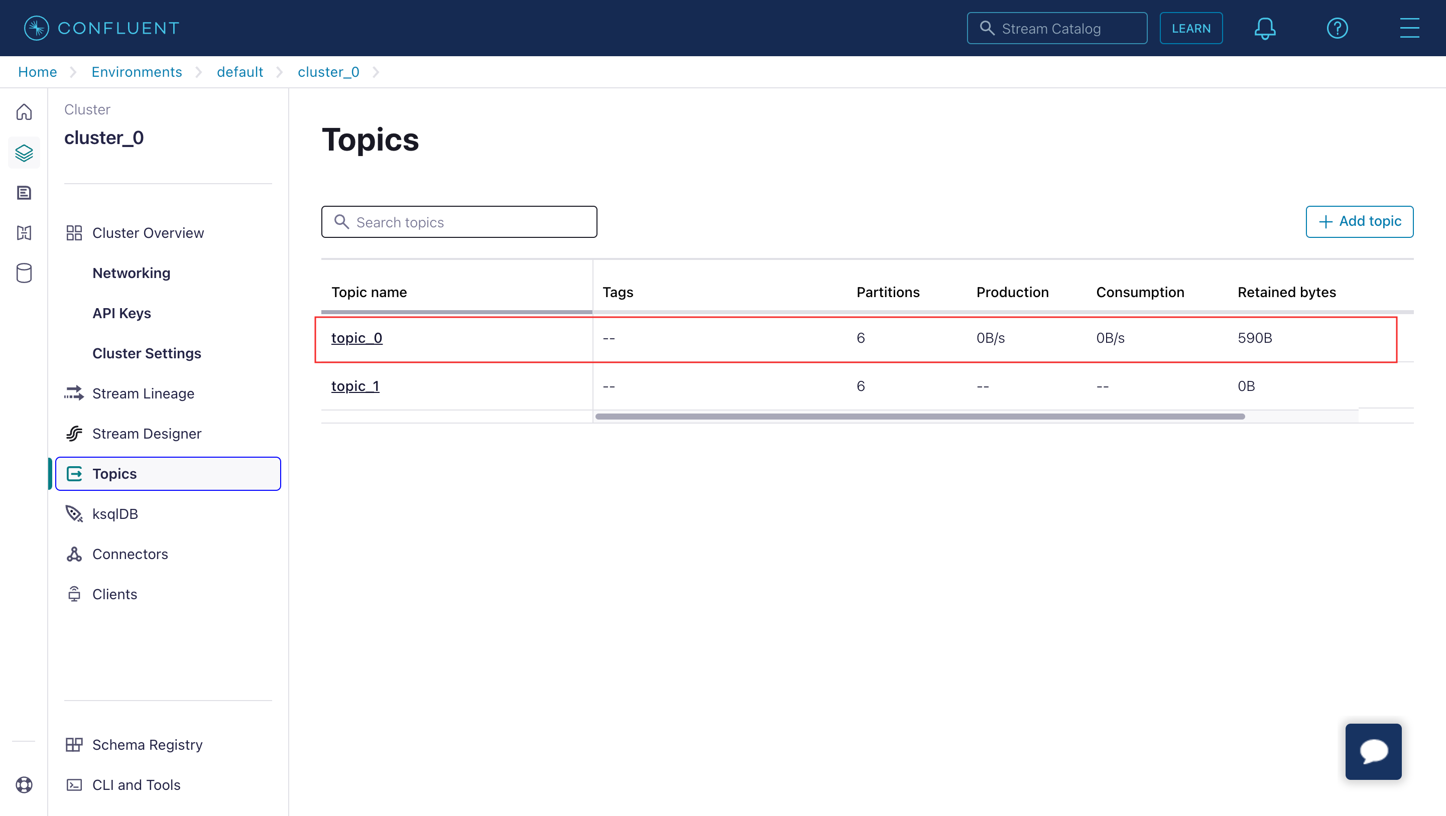 Topics in Confluent Cloud