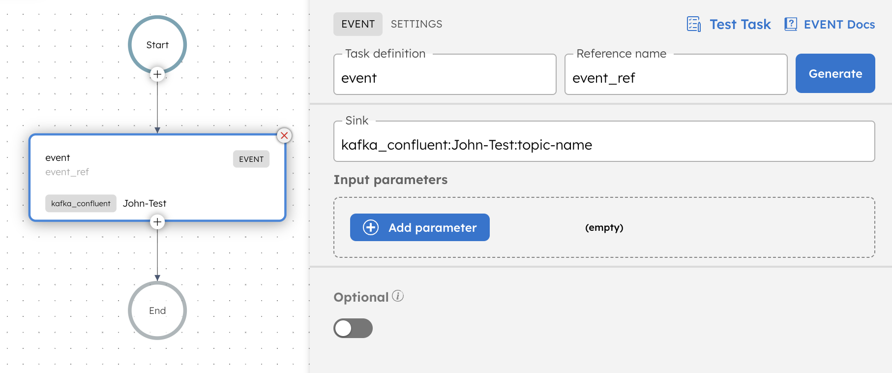 Adding event task