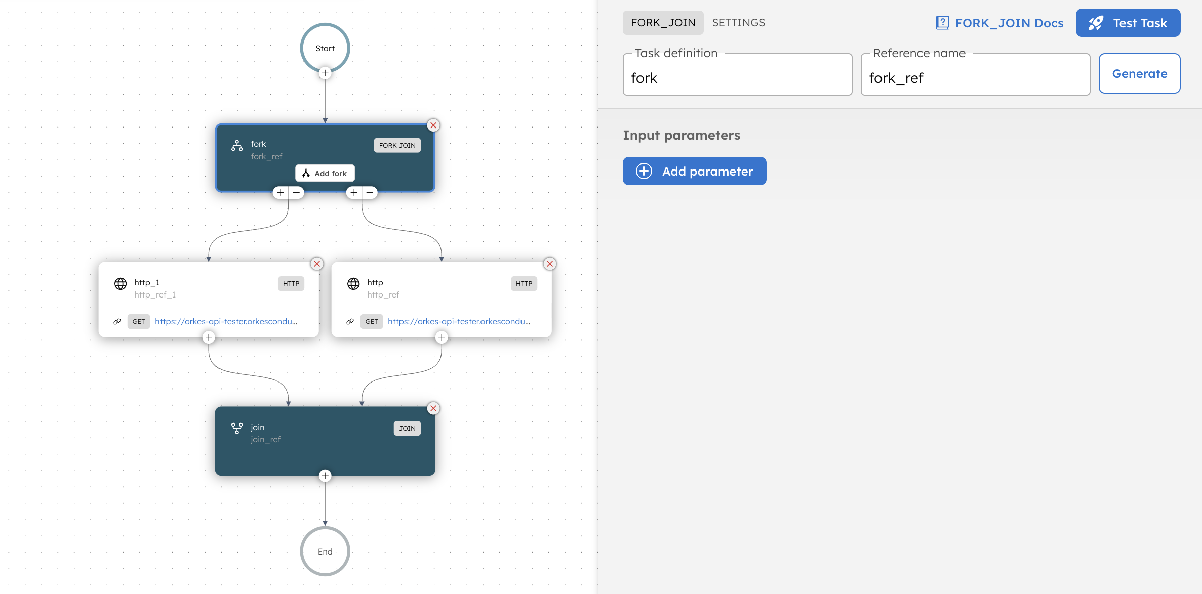 Screenshot of Fork/Join Task in Orkes Conductor